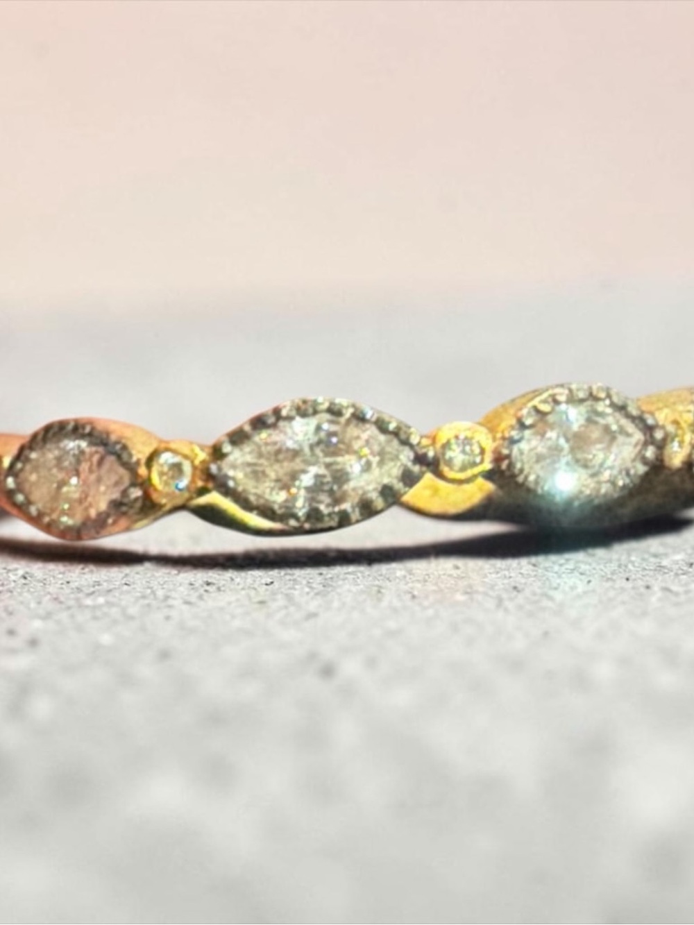Freida Rothman FR 925 Stamped Gold Marquise Diamond Band - Gold and Black